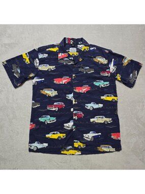 David Carey Originals Mens Chevrolet Classic Cars Short Sleeve Camp Shirt Large